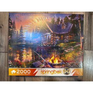 Springbok 2000 Piece Jigsaw Puzzle "Sun Kissed Cabin" 28 3/4"x36" Vibrant Artwor